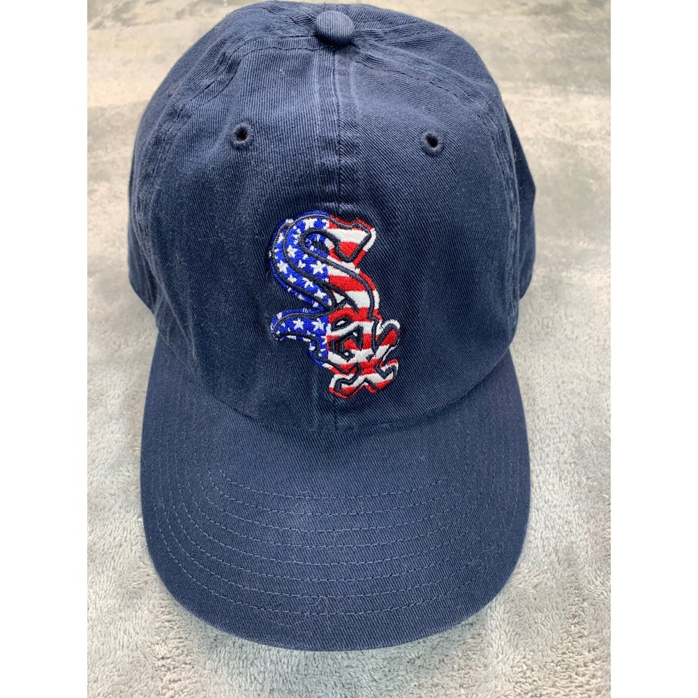 '47 Brand White Sox Hat USA Flag Logo Navy Adjustable Baseball Cap MLB Patriotic